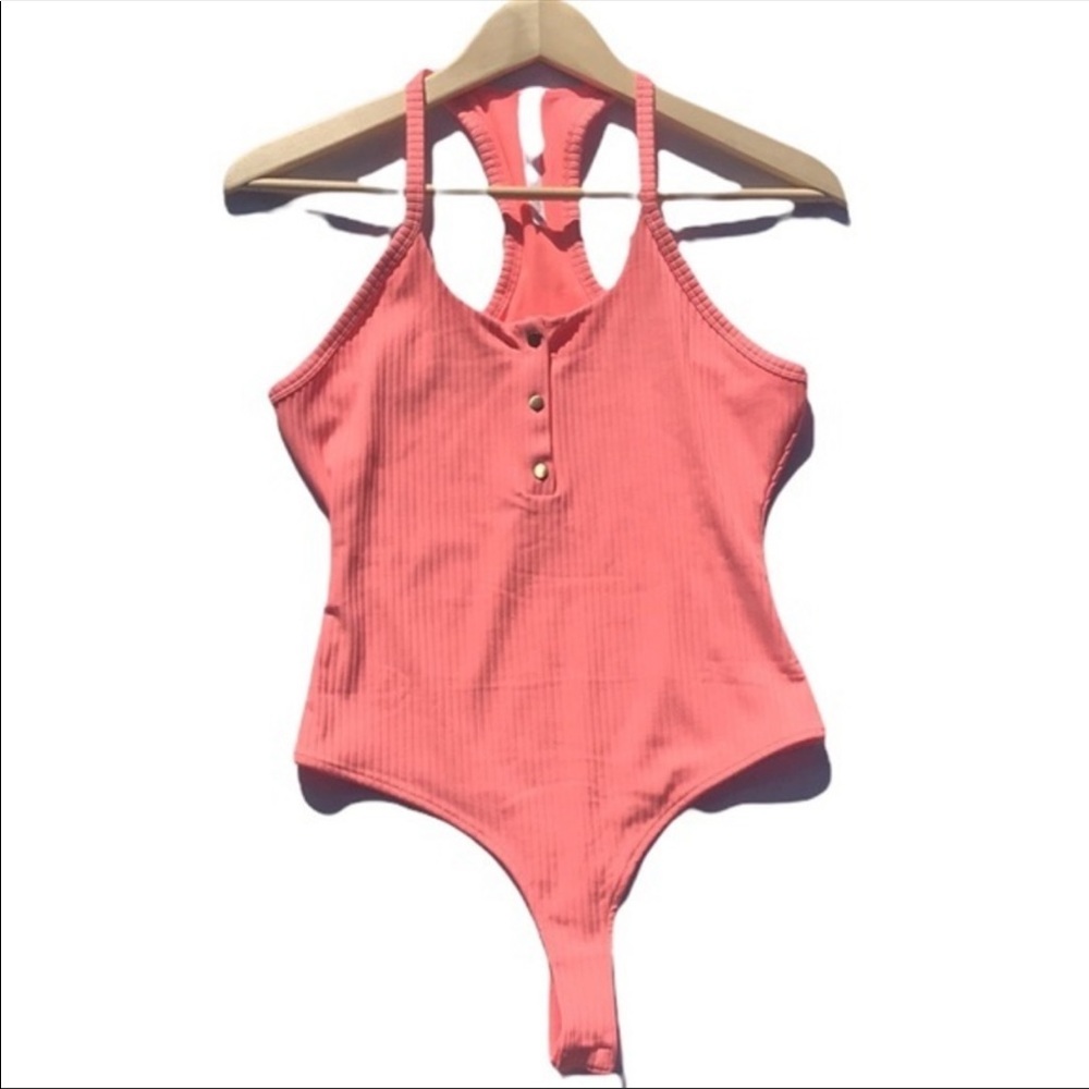 Victoria's Secret Sport Ribbed Henley Style Bodysuit